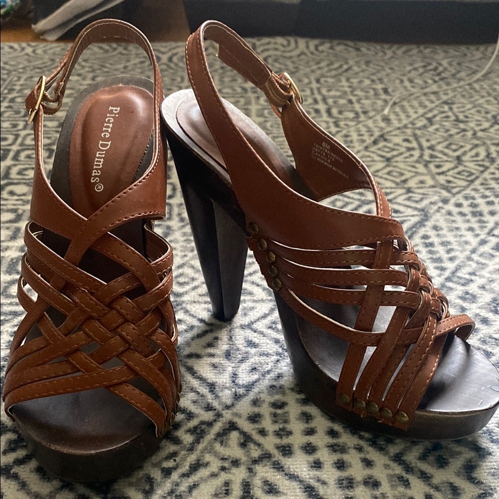 Pierre Dumas Brown Leather Strappy Heels